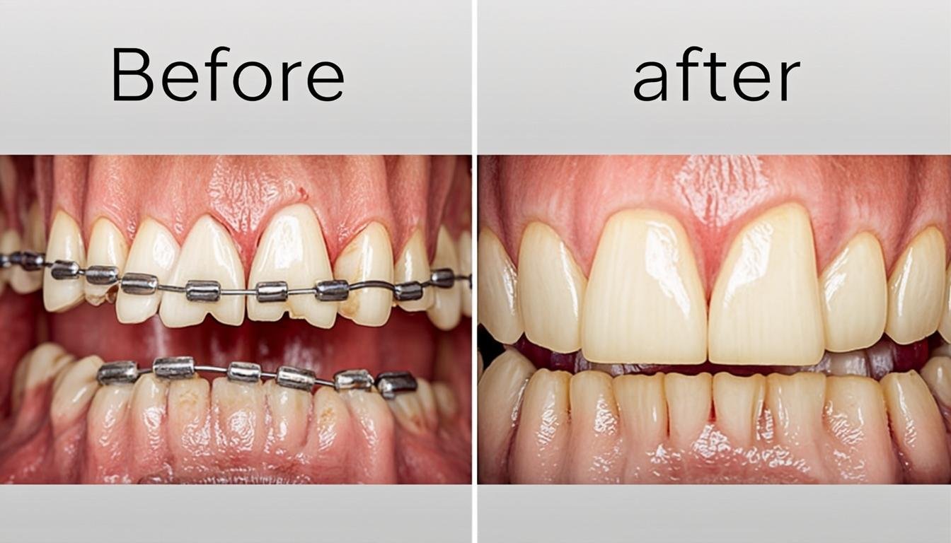 Orthodontic Braces before and after treatment at Gurneet Dental Care