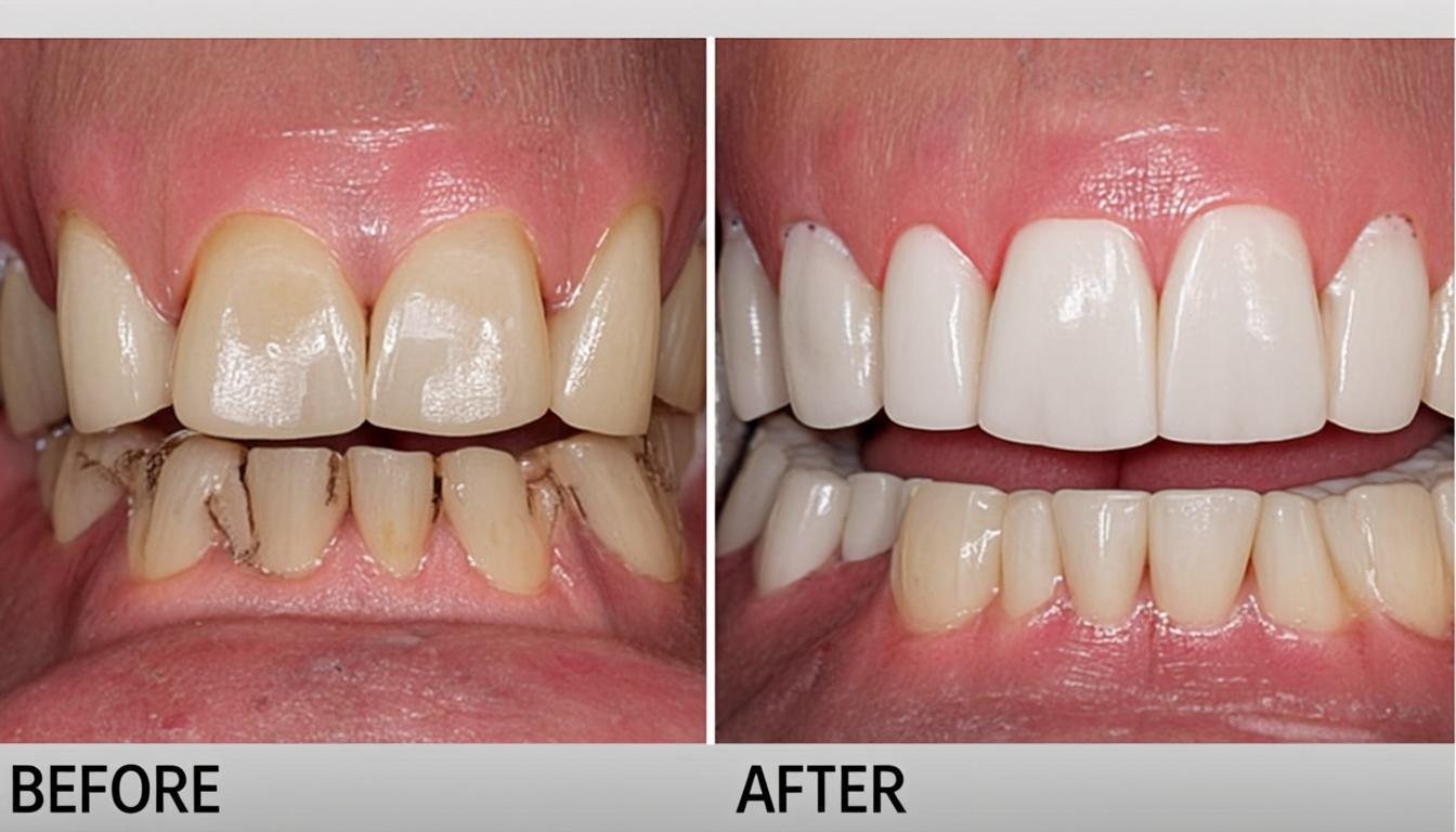 Teeth Whitening before and after treatment at Gurneet Dental Care